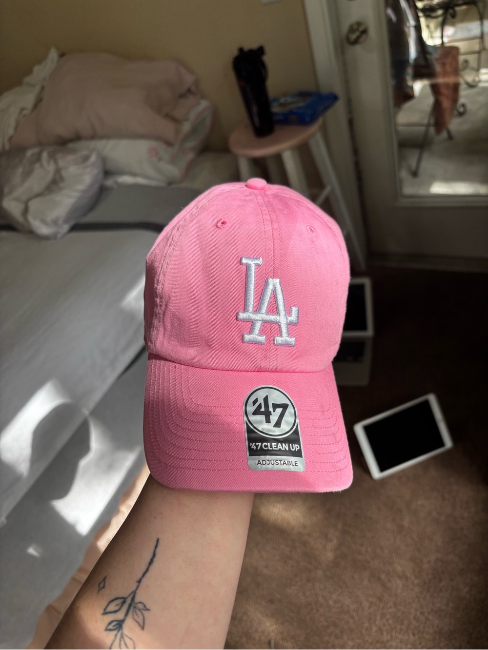 47 Pink LA Baseball Cap with White Logo